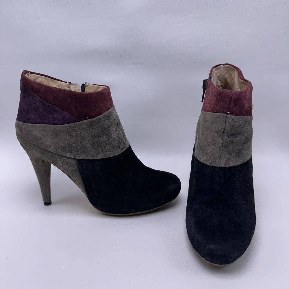 Café Noir Patchwork‎ Suede Leather Heel Ankle Booties Size 37